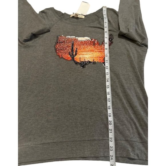 Women's Long-Sleeve Raglan Top Grey by Angel + Premium Polyester Blend Size L - Picture 8 of 9